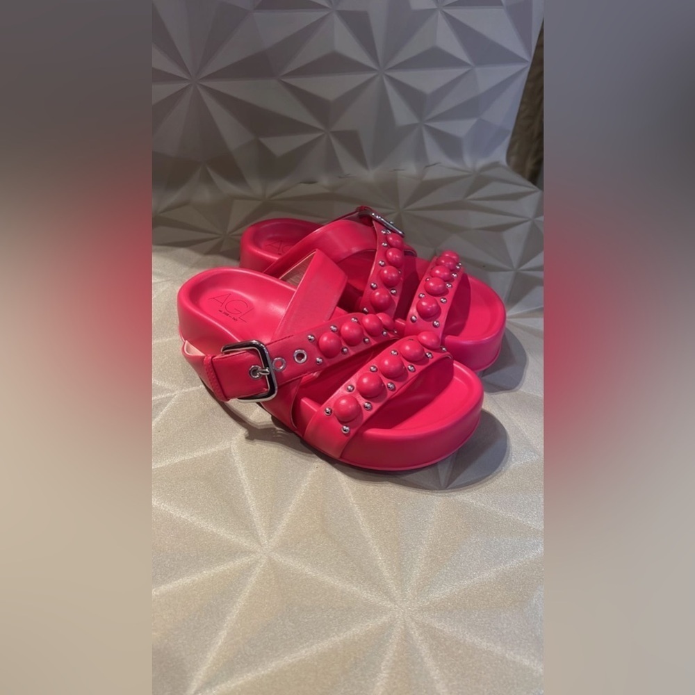 AGL made in Italy oversized  Red Studded Slippers